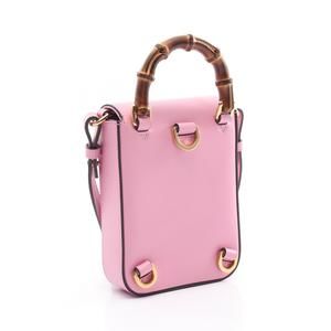 Gucci Pink Handbag Leather Bamboo